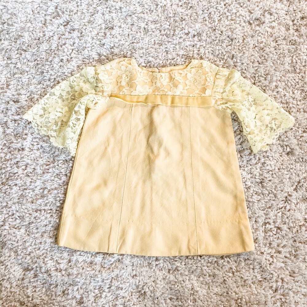 Vintage Yellow Lace Sleeve Mod Dress Tunic